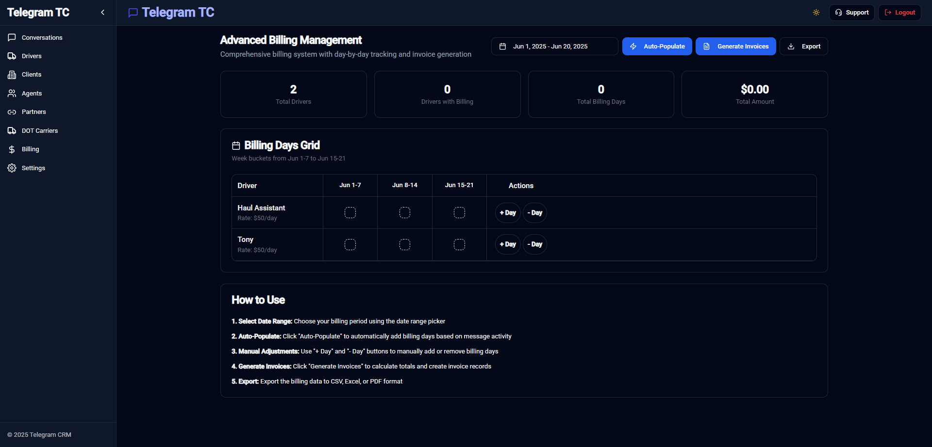 Telegram CRM Billing Inner